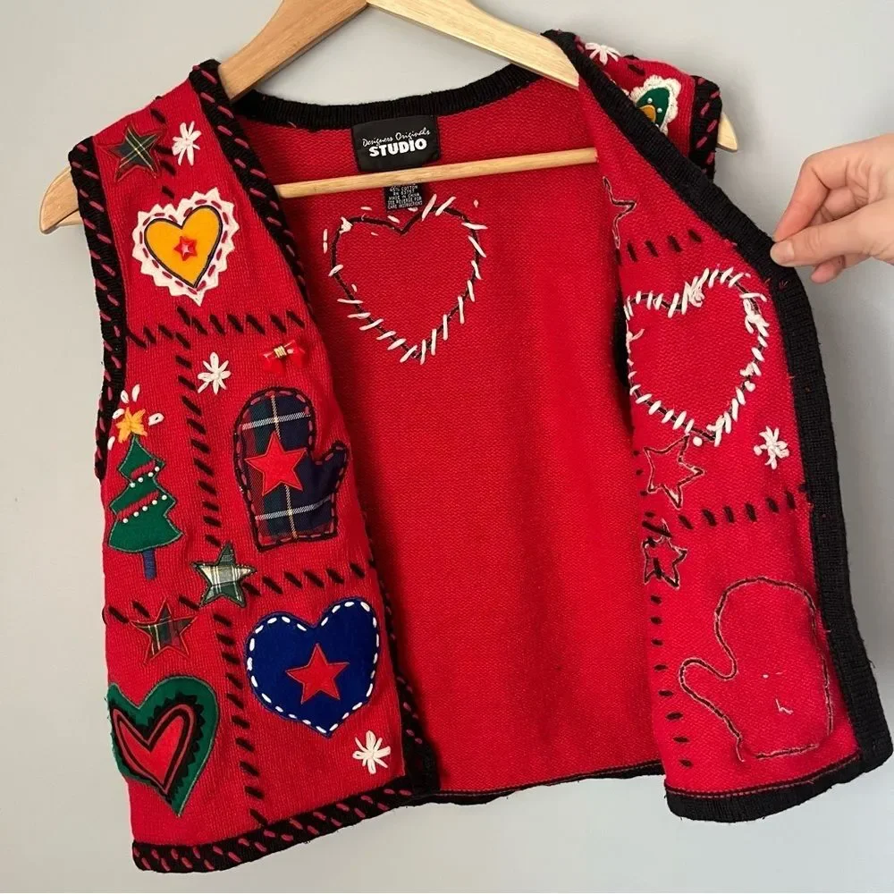 Designers Originals Studio Vintage 1990s Christmas Holiday Sweater Vest Size S